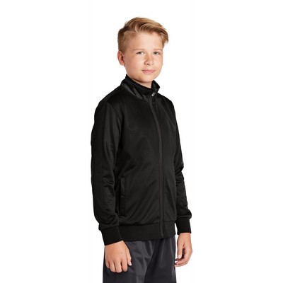 Sport-Tek® Youth Tricot Sleeve Stripe Track Jacket.